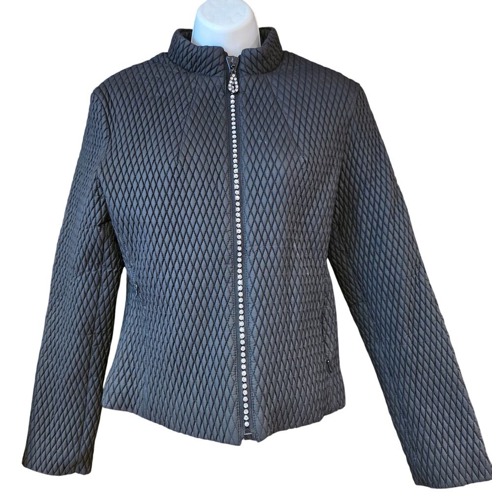 Metropolis Legacy by Couloir black quilted zip up jacket with crystals sz S